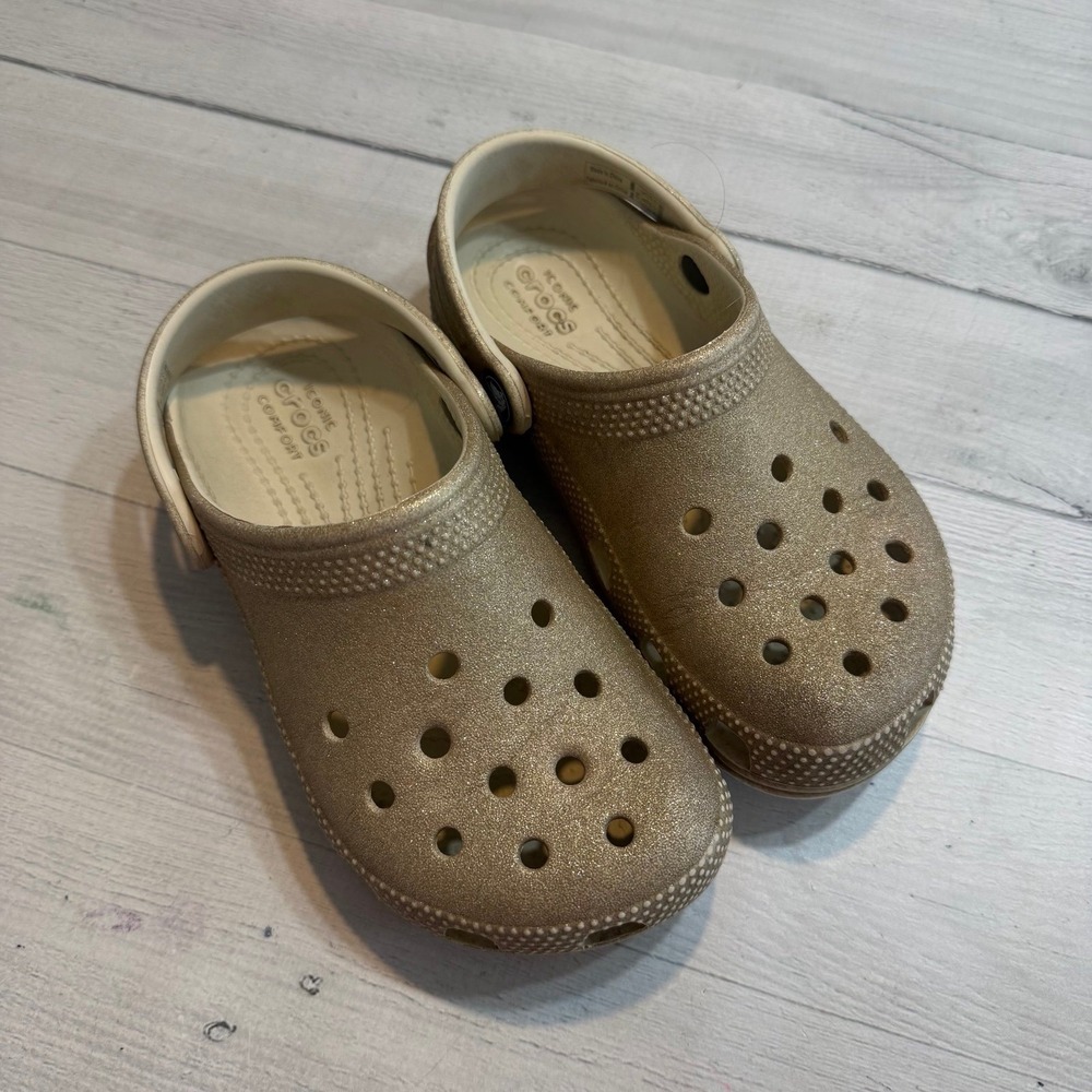 Crocs kids classic clogs glitter gold child size 13